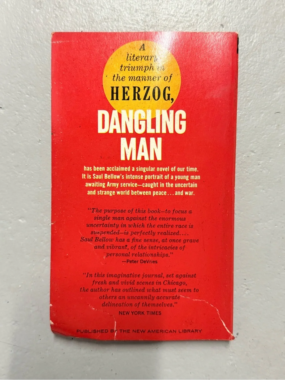 Vintage Dangling Man Saul Bellow Signet Paperback Nobel Prize Literature